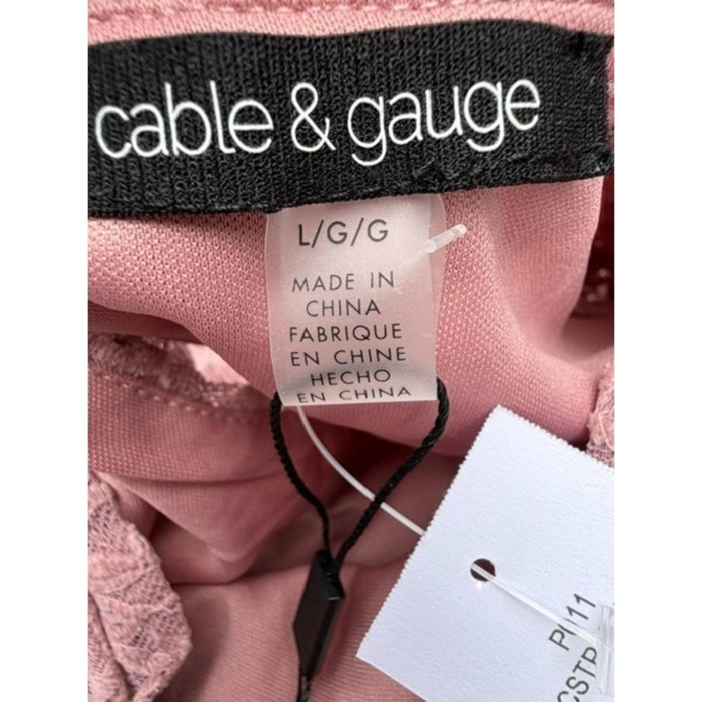 Cable &‎ Gauge Womens Lace Blouse Top Large Pink Ruffle Long Sleeve Keyhole Chic - Picture 10 of 10